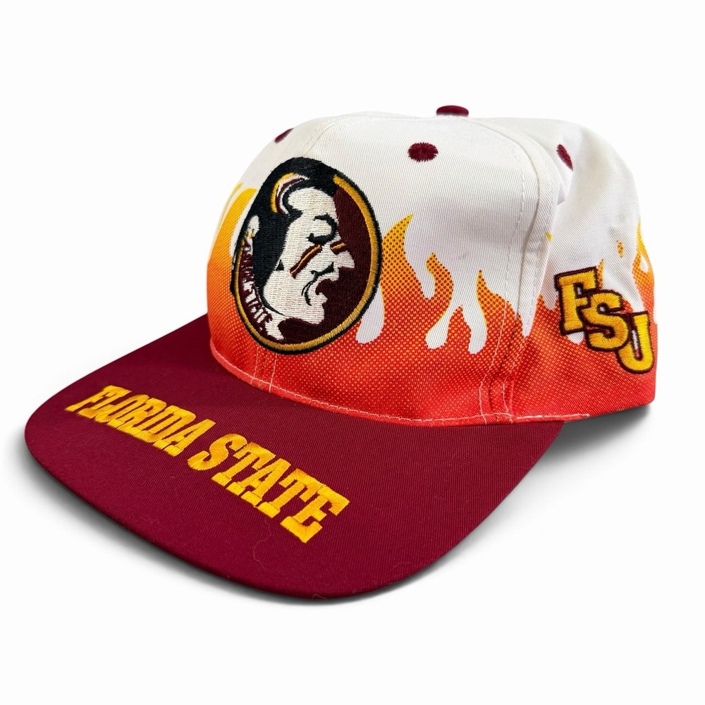 Vintage 90s Florida State Seminoles Front Row Flames Snapback Hat Cap FSU Fire